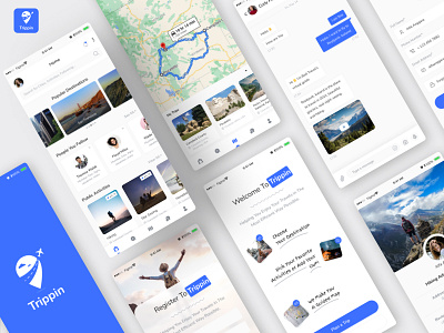 Trippin - Trip Guide Generator App Ui Design app design app ui design car app corporate website design ecommerce ecommerce app figma graphic design illustration ride app travelling app trip app design trip booking app tripe guide app ui ui design uiux web design