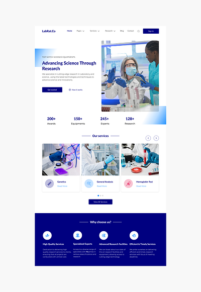 Lab and Science Website design lab medical science ui ui design web website
