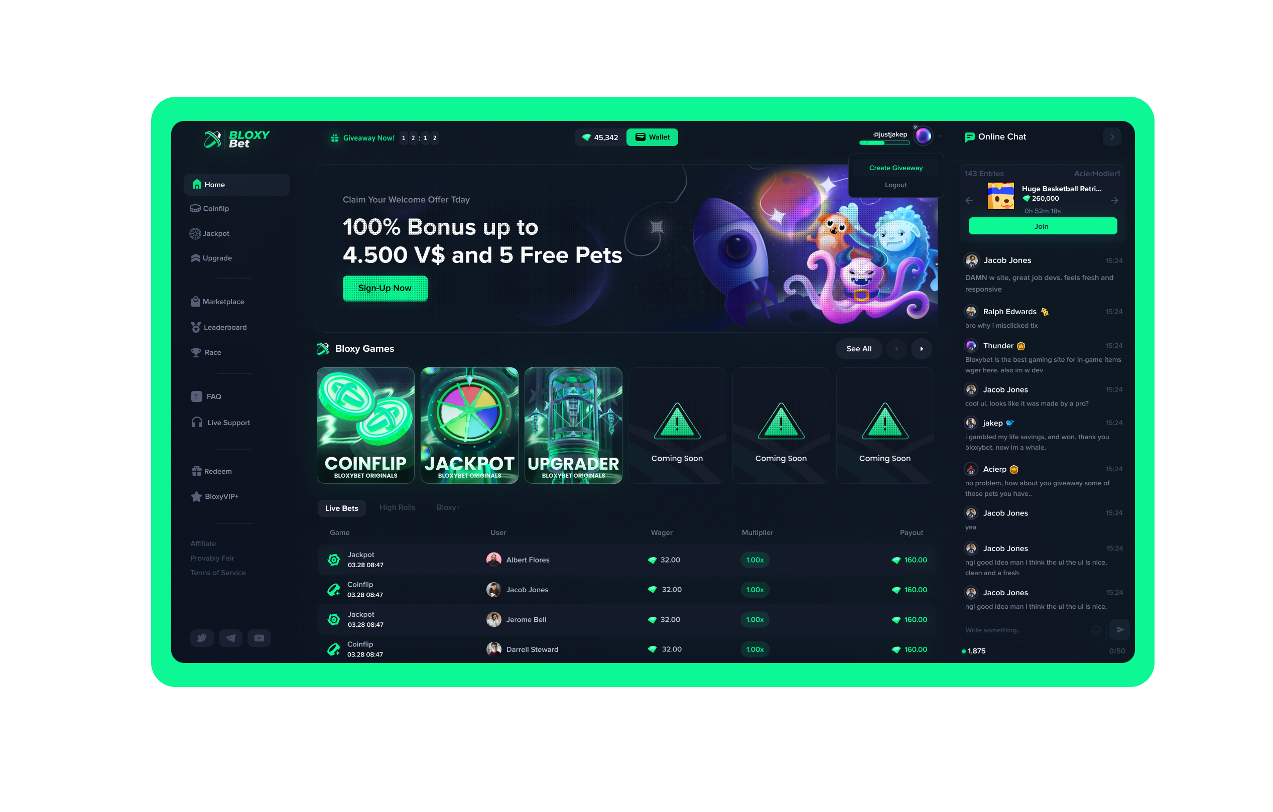 Bloxybet V4 - ROBLOX Arcade arcade design graphic design market trending ui