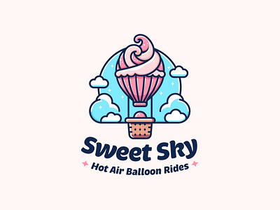Sweet Sky - Hot Air Balloon Rides Logo daily logo challenge hot air baloon ice cream logo sweet whimsical