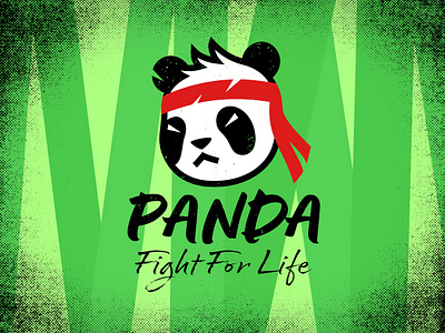 Panda - Fight for Life Logo animal conservation creative daily logo challenge logo design panda warrior
