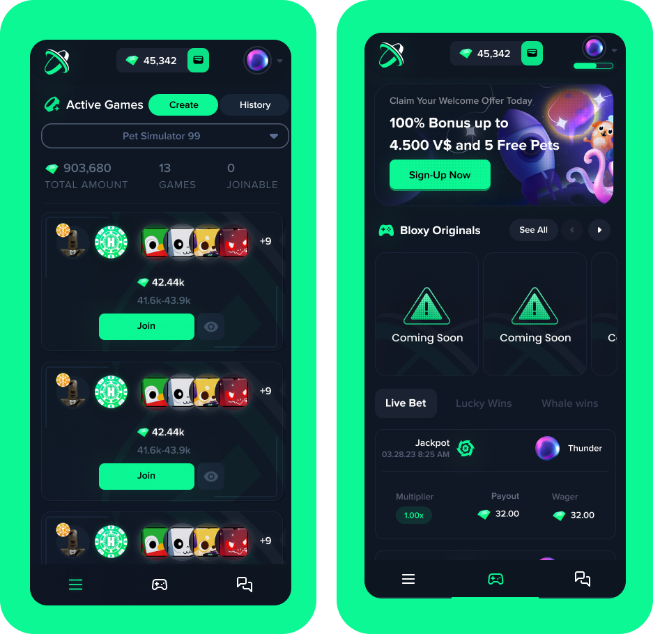 Bloxybet V4 - Mobile Dev Peak design dev graphic design ui