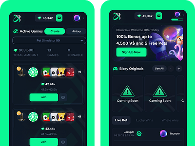 Bloxybet V4 - Mobile Dev Peak design dev graphic design ui