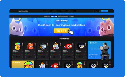 RBXMoney UI - Roblox Marketplace design graphic design market marketplace ui ui design ux website