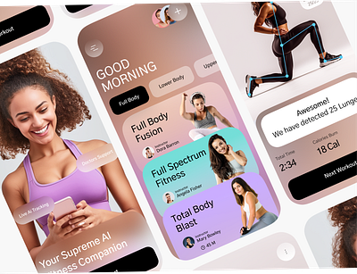 Ai Gym App ai android app cardio design exercise fit fitness gym health ios live mobile mobile app mobile ui sports tracking video weightloss workout