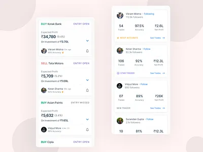 Trade Recommendation Platform financialapp investmentplatform mobile stocktrading traderecommendations traderprofiles ui userinterface