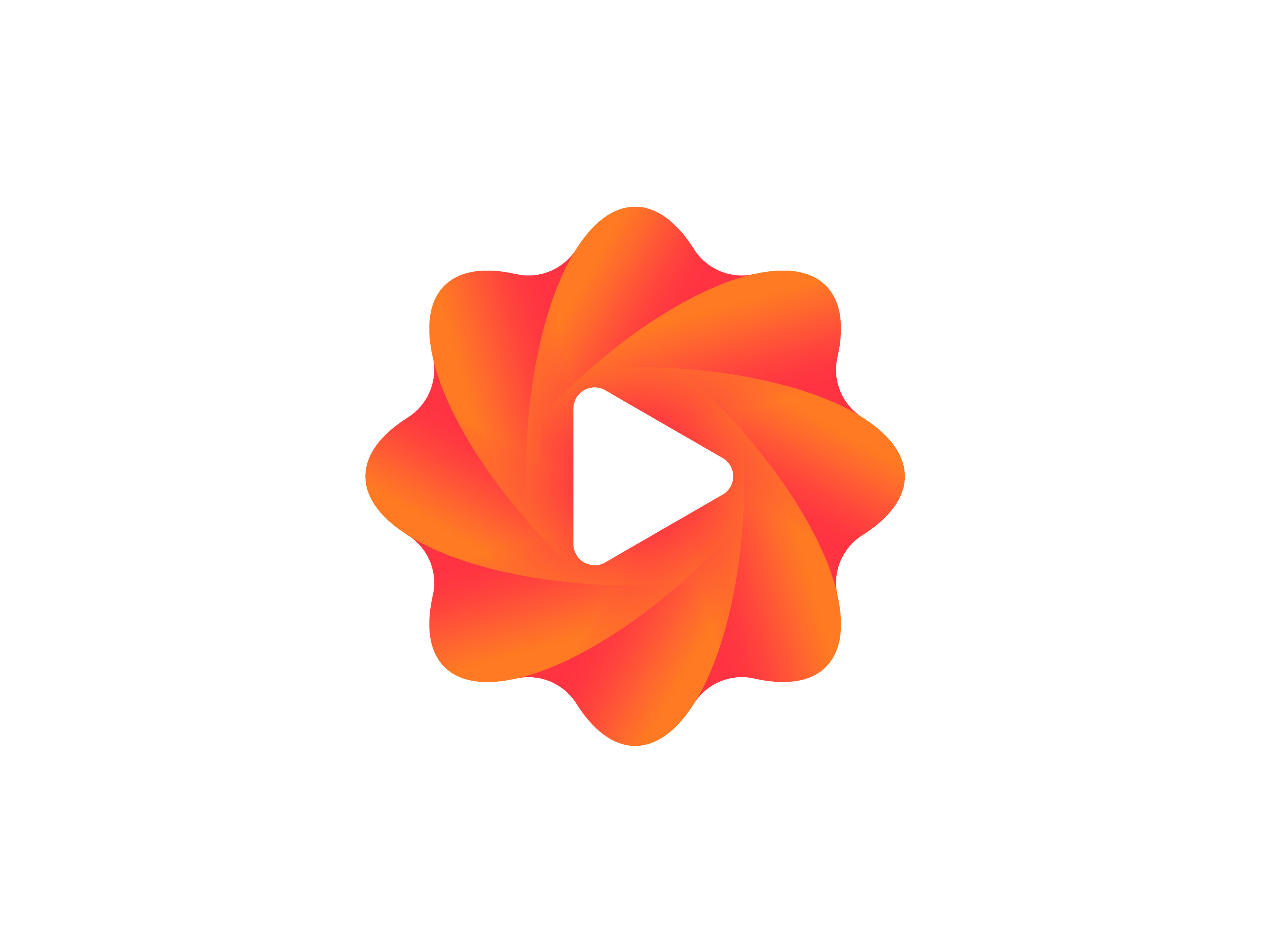 Play logo concept (for sale) 3d app icon badge blockchain branding futuristic icon logo modern negative space orange play pro video