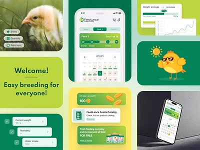 Feedlance — Daily Activity Tracking App for Farmers app bonus branding catalog chart coins dashboard design farmers help illustration process schedule timeline ui ux