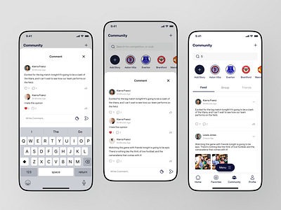ScoreSync - Live Score App [Comment Feeds Community] app application community conversation design forum live score live score app mobile app mobile design product design room chat search ui ux