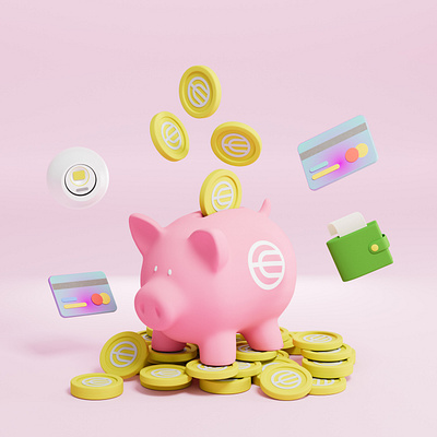 Cryptocurrency Piggy Bank 3D Illustration 3d 3dart blockchain coin crypto cryptocurrency design illustration piggy bank 3d icon piggy crypto bank piggybank ui wld coin worldcoin