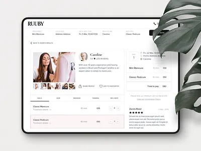 Beauty Concierge Booking System beauty booking system clean pastel pastel colours ui white