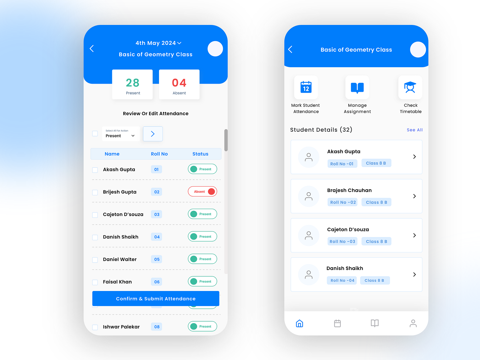 Minimal Student Attendance Marking Mobile App UI Design by Zeeshan ...