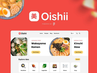 Oishii - Asian Recipes Food landing page product digital website design