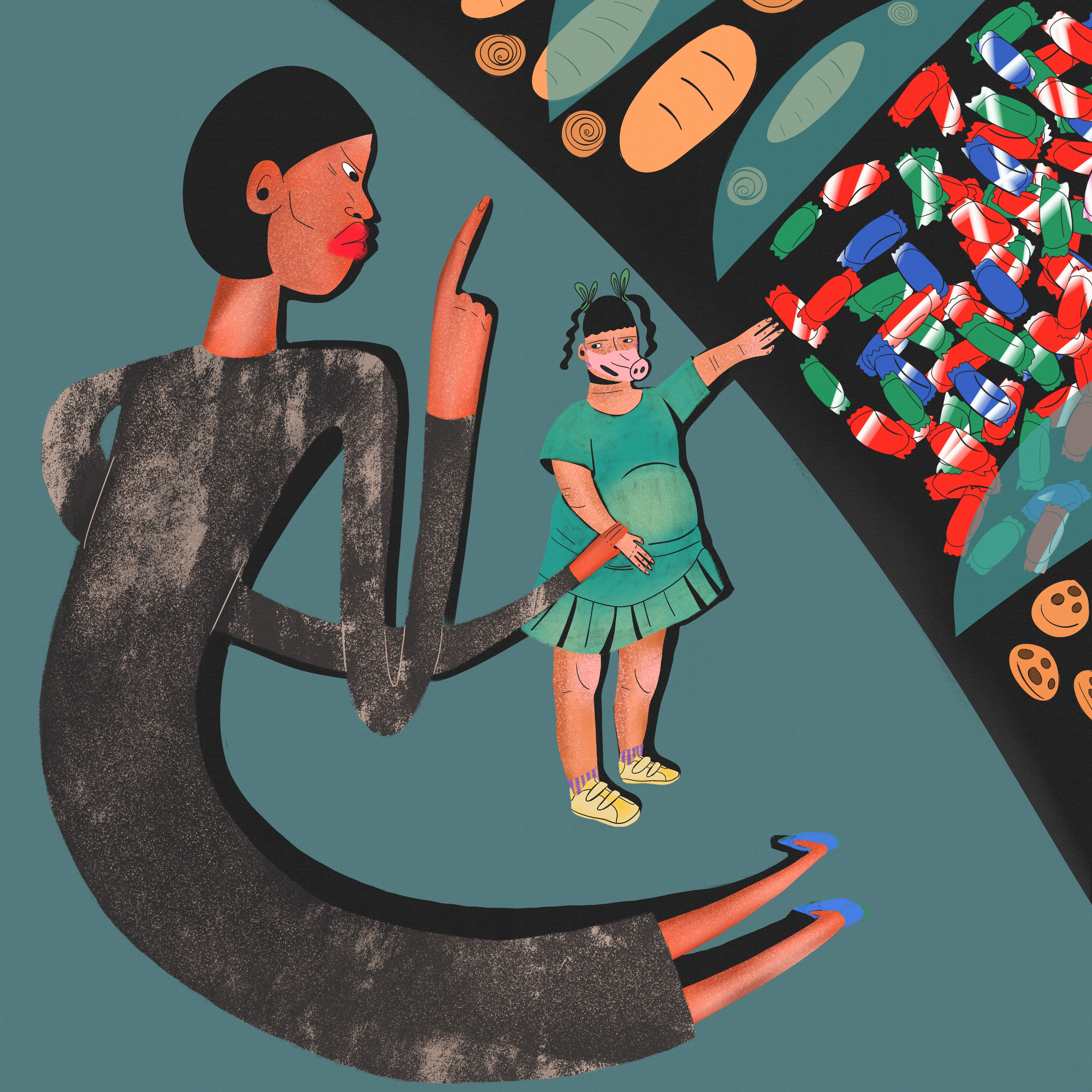 Close your mouth, my sweet pie 2dillustration digitalart eatingdisorders mental abuse psychotic