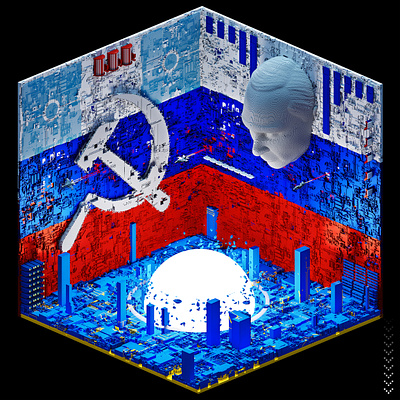 VoxStories #17 - Critical 2022 concept concept art cyberpunk cyborg digital art diorama dystopia isometric kyiv magicavoxel moskow russia ukraine voxel voxels war