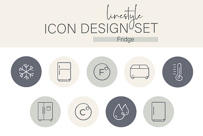Linestyle Icon Design Set Fridge fresh