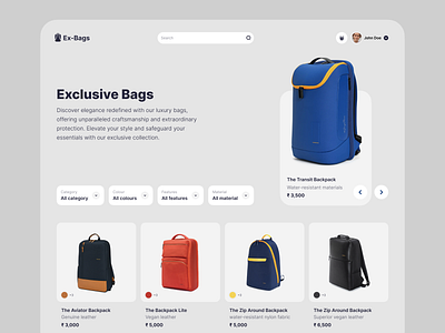 Ex-Bags bag bag selling company black and white black and white theme e commerce e commerce website grey theme magento online shopping simple design simple ui trending design ui ui design website design wordpress