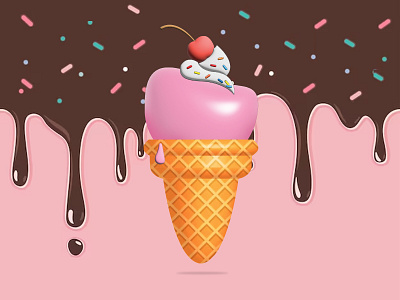 3 D illustration of ice cream 3d design graphic design illustration illustrator photoshop vector