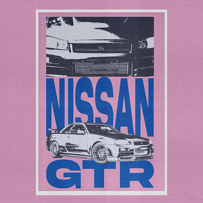 Nissan GTR poster car carposter graphic design matteo manaresi nissan pink poster poster