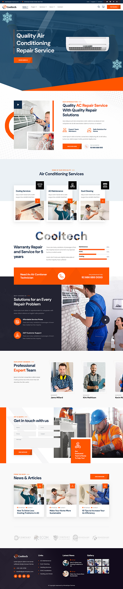 Cooltech - Joomla 5 Air Conditioning & Heating Template ac cooler heatwave india joomla summer ventilation
