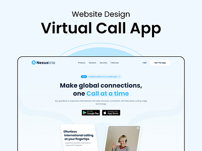 Virtual call app one page web design app web page branding call app creativity design hero design home page landing page mockup product page ui ui design ux virtual app web design web page website design
