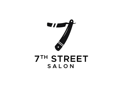 7th Street Salon Logo 7 7 logo barber logo blade blade logo cut throat razor men salon razer razor blade razor logo salon salon logo