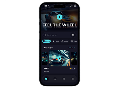 Car Rental Mobile Application car car rental darkmode ecommerce mobile appliocation rental