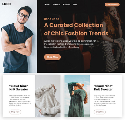 Ai inspired Fashion landing page fashion landing page shopping ui website