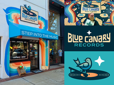 Blue Canary Records® bird bird logo blue blue canary records branding canary gfb3 hand lettered logo record record store logo vinyl