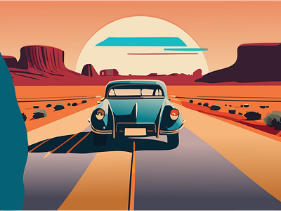 Long Drives and Sunsets graphic design logo ui