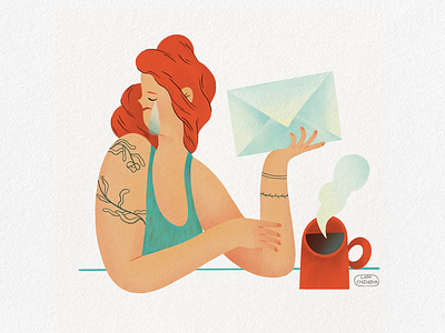 Cancel subscription page cancel character characterdesign e mail envelope female illustration illustrator letter mail newsletter subscribe subscription tattoo unsubscribe woman
