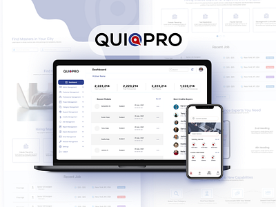QuiqPro application dashboard design graphic design illustration ui uiux website