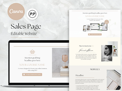 Sales Page Template branding canva canva template canva website design editable website graphic design landing page sales page template