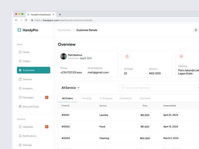 Customer Details Dashboard app clean design customer details dashboard design figma figma design ui ui design uiux ux visual visual design web app website