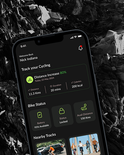 Bike Ride Tracker App appdesign application design design figma mobiledesign ui uidesign ux visual design