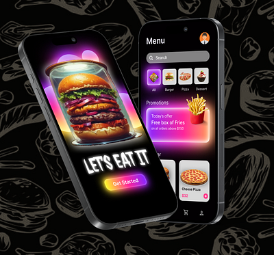 Fast Food Mobile App branding graphic design ui