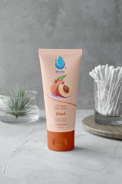 Peach Extract facewash by "SPLASH" 3d adobe illustrator adobe photoshop branding color design facewash label design fruit facewash graphic design illustration illustrator logo mockup peach photoshop