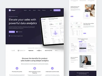 Sales Analytics Landing Page app chart clean dashboard design fireart landing sales ui ux web