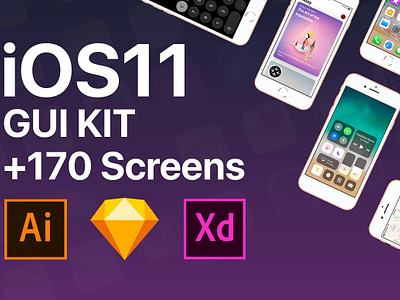 iOS11 GUI KIT Illustrator Sketch XD clocks free full illustration illustrator iphone maps messages navigation bar side menu sketch status bar taps vector