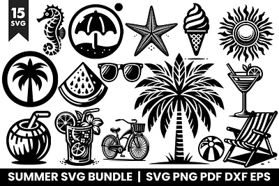 Summer vacation Sublimation SVG Designs | Summer SVG Bundle seashell svg