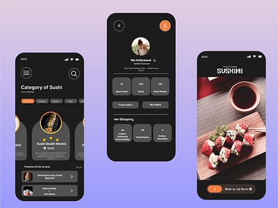 Advance Food Application app branding food food app graphics mobile mobile apps order pictures profile sushi ui ui design ux ux design