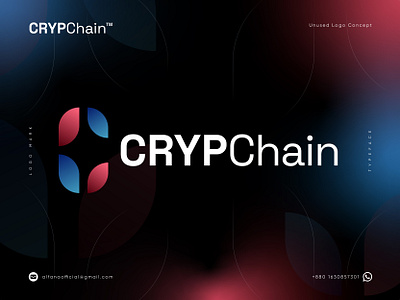 CRYPChain - Logo Design Concept artificial blockchain brand identity branding c logo chain crypto cryptocurrency currency decentralized defi intelligence logo logo design logo identity logotype modern logo token wallet