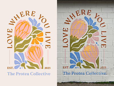 Protea Collective Mural arch boutique curve environmental flower illustration iowa mural painted procreate protea
