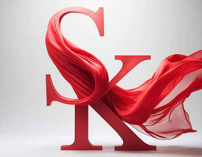 AI-Generated | Billowing - Cloth - Striking 3d ai billowing branding cloth face generated illustration logo modern red striking type
