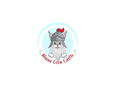 Cute Maine Coon Cat Cartoon animal logo cartoon logo cat logo cute cate illustration knight hemet logo design maine coon cat mascot logo pet shop logo