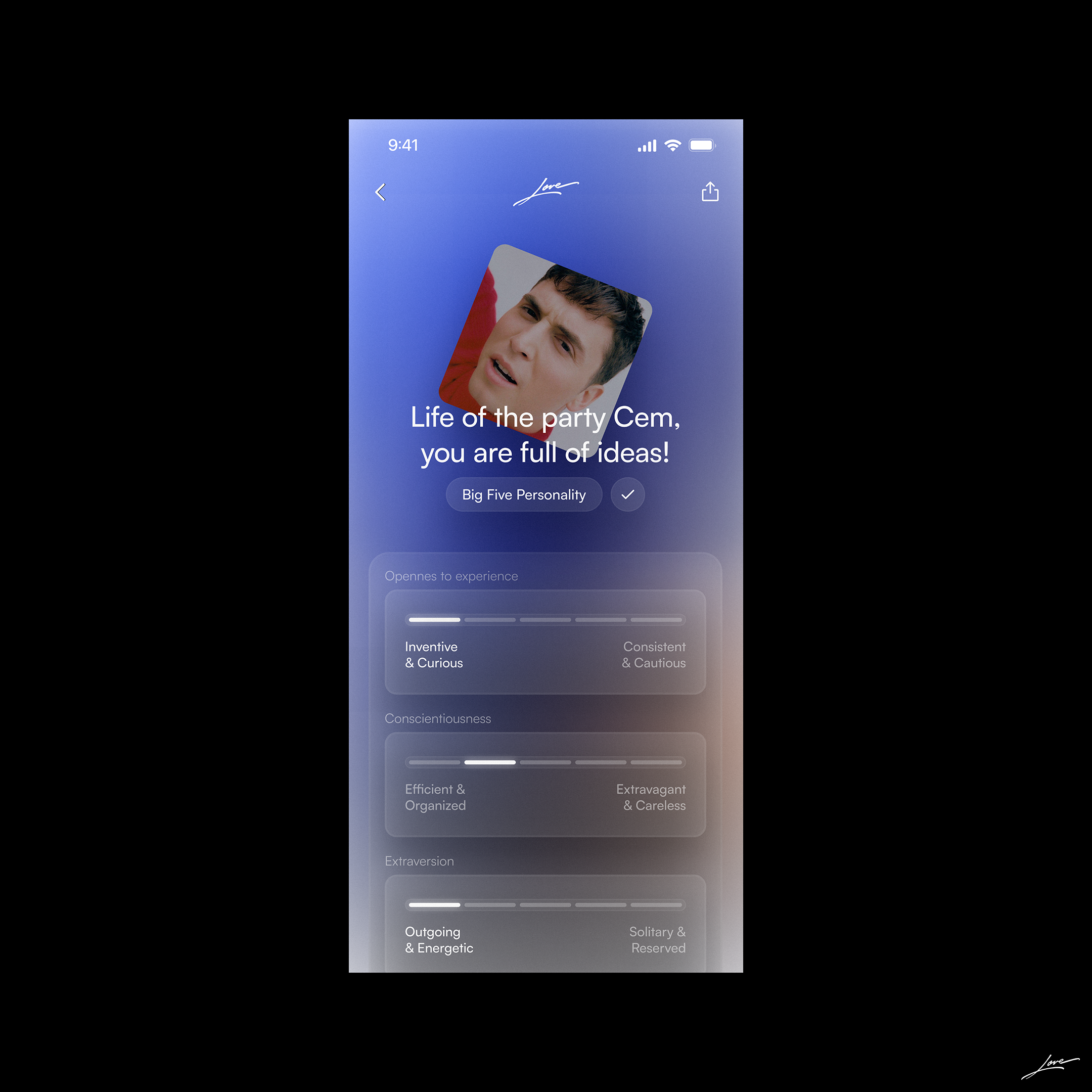 Love — Test Result app branding dating app design digital design love mobile ui ux