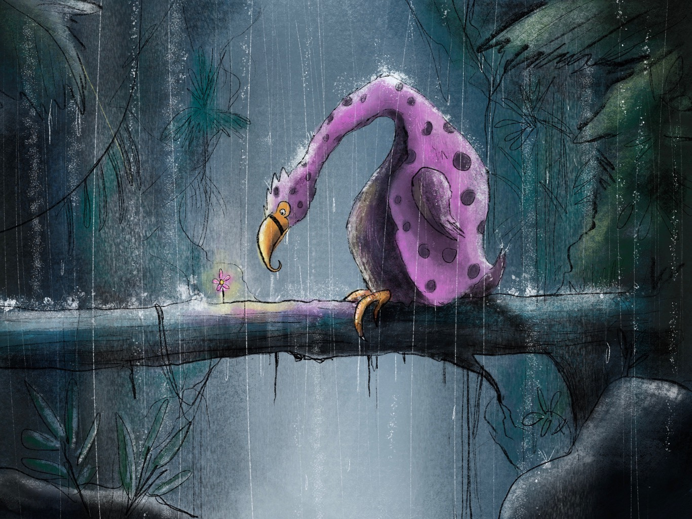 Bird in the Rain by Jennifer Doehring on Dribbble