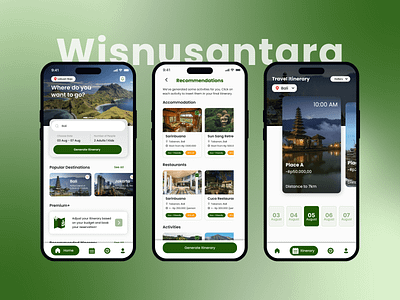 Wisnusantara: Indonesia’s Eco-Travel Itinerary Planner App application design eco travel indonesia itinerary mobile app planner planning travel ui ui design uiux ux