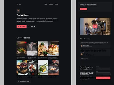 Personal Brand Site for Chef Minimalist and Dark Optimized culinary dark site food foodie gallery gastronomic gastronomy landing page mellon minimal site optimization personal brand personal site portfolio professional