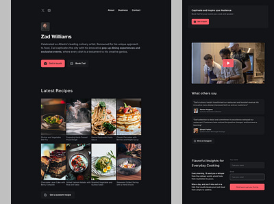 Personal Brand Site for Chef Minimalist and Dark Optimized culinary dark site food foodie gallery gastronomic gastronomy landing page mellon minimal site optimization personal brand personal site portfolio professional